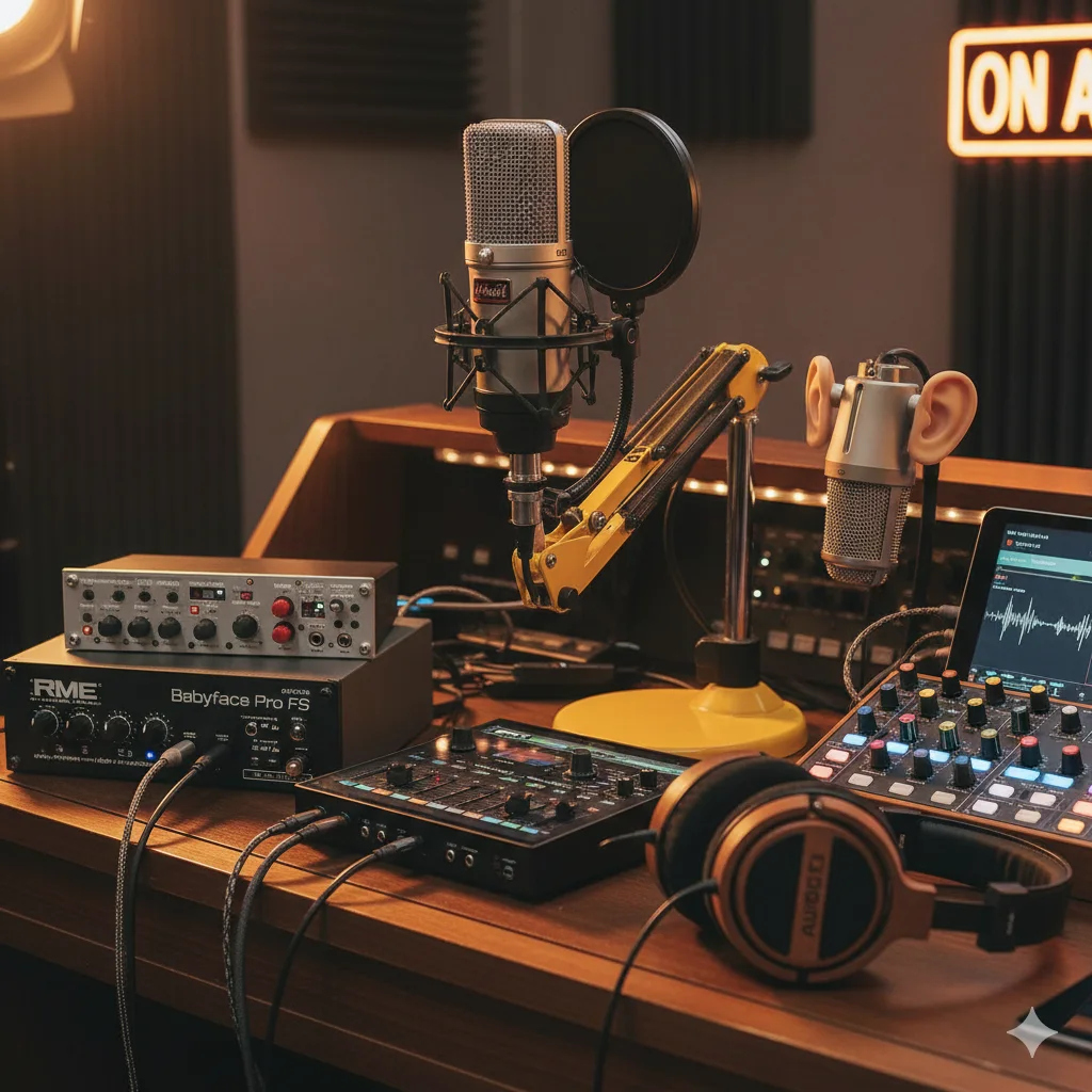 Podcast microphone setup